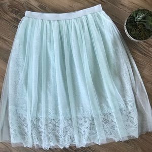 Esley Mint Tulle & Lace Skirt